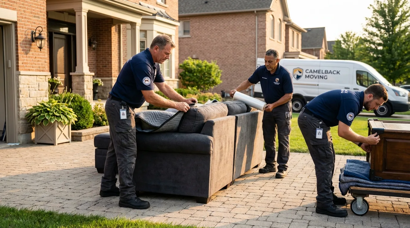 Large estate moving crew wrapping furniture in Las Marias, PR